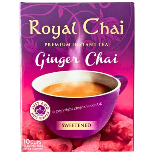 Instant Ginger Chai Tea | Instant Ginger Sweetened Chai Tea 10 sachets x 200g Royal