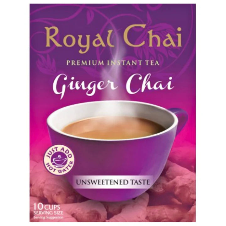 Instant Ginger Chai Tea | Royal Instant Tea Ginger Unsweetened Chai 10 sachets 180g